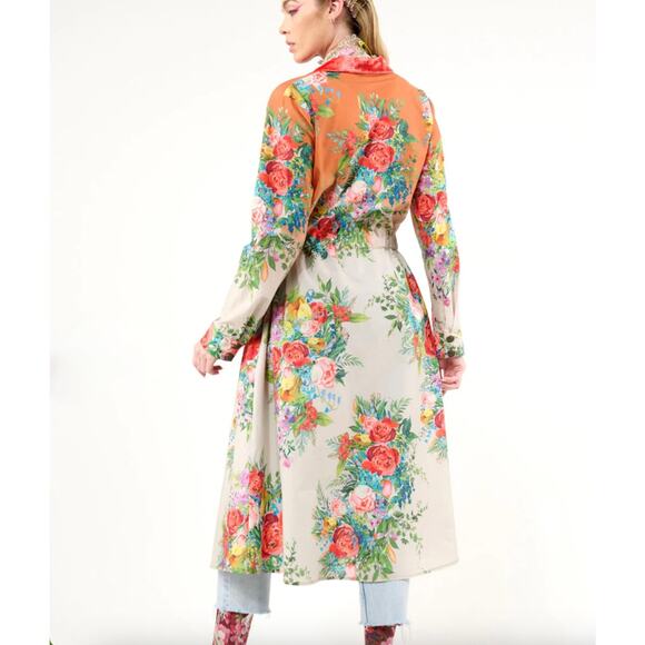 NWT ARATTA Zinnia Shirt Dress - Cream/Rust Floral with Velvet Collar - Size M - Picture 4 of 4